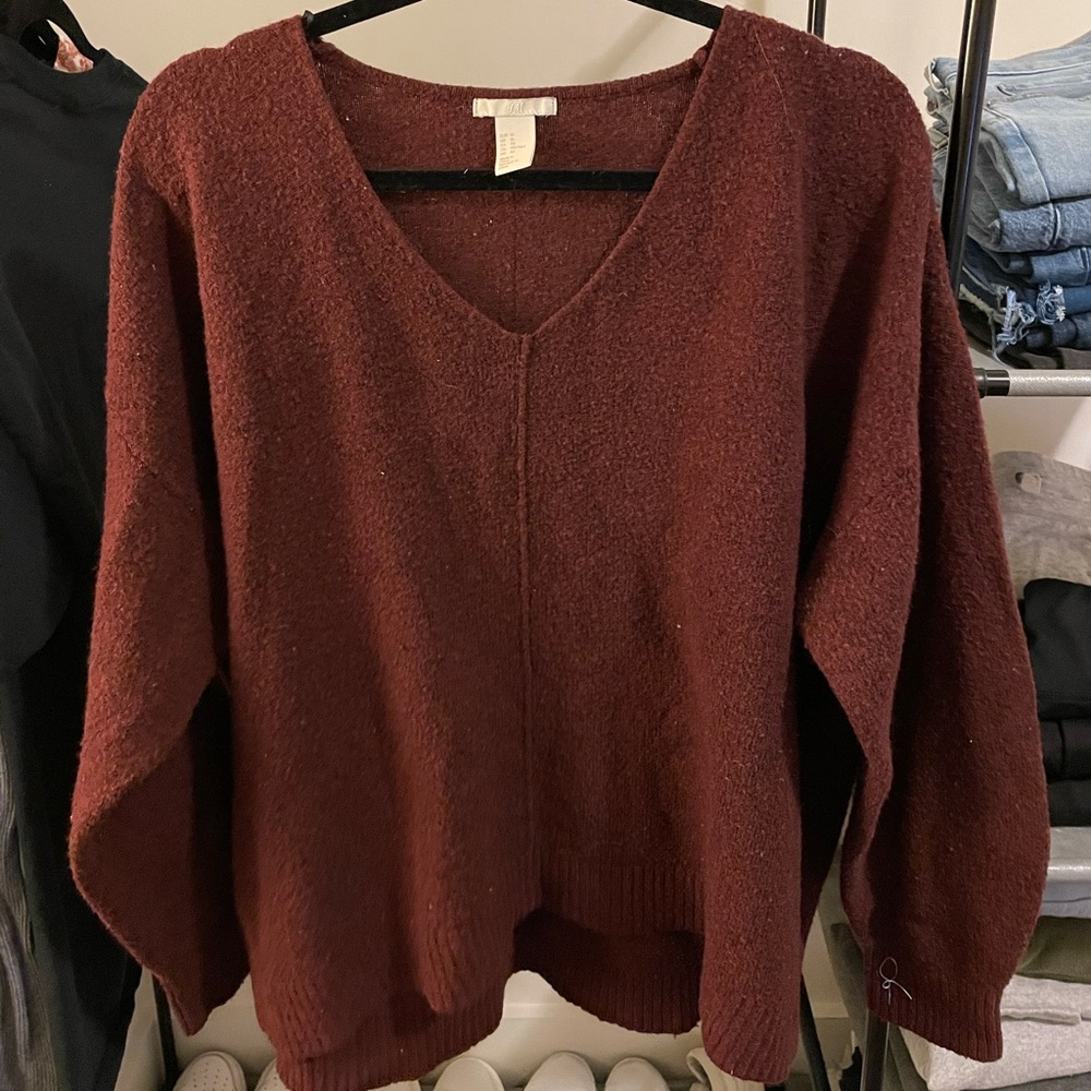 Cashmere Burgundy V Neck Sweater